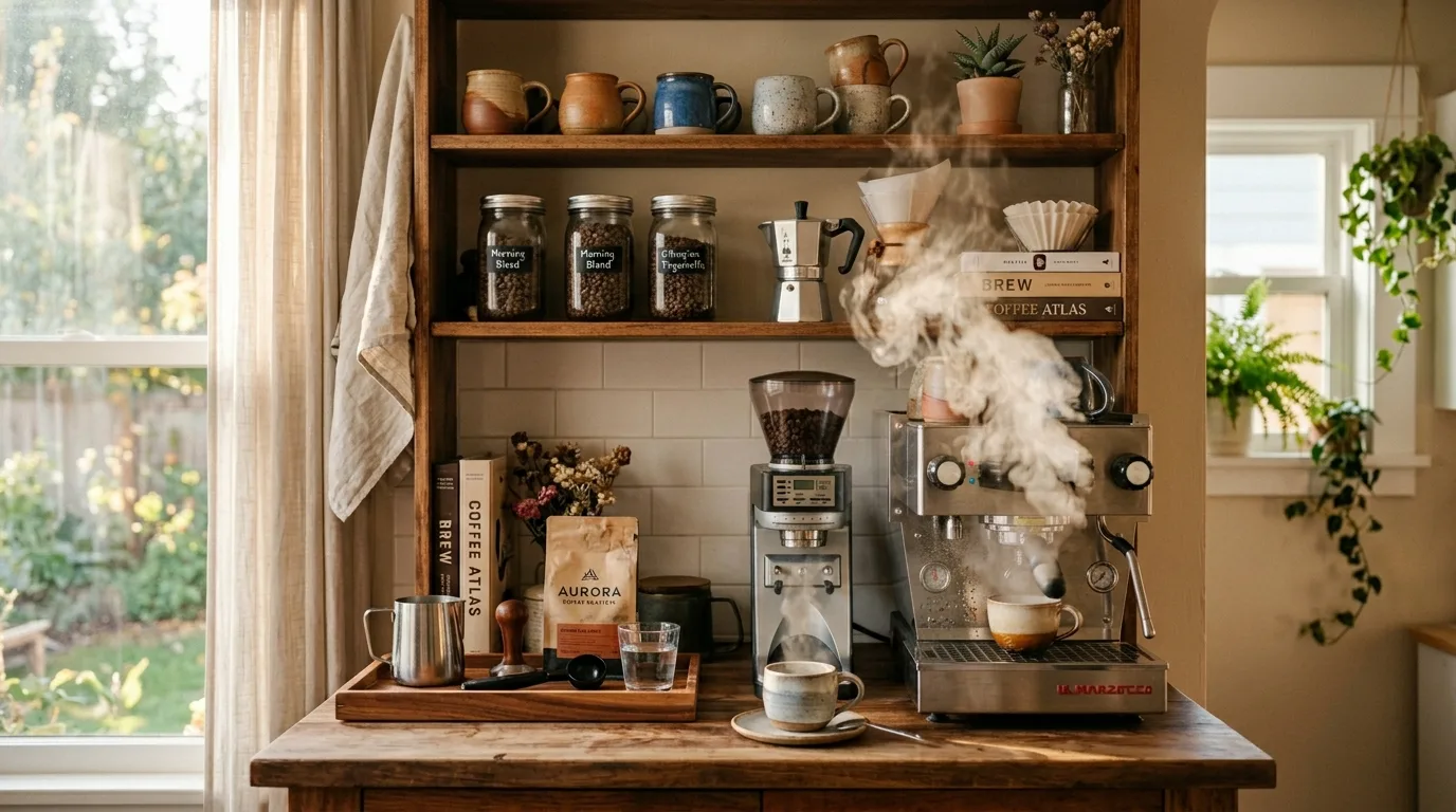 Finish with a coffee bar that feels easy and welcoming inspiration for a home coffee bar.